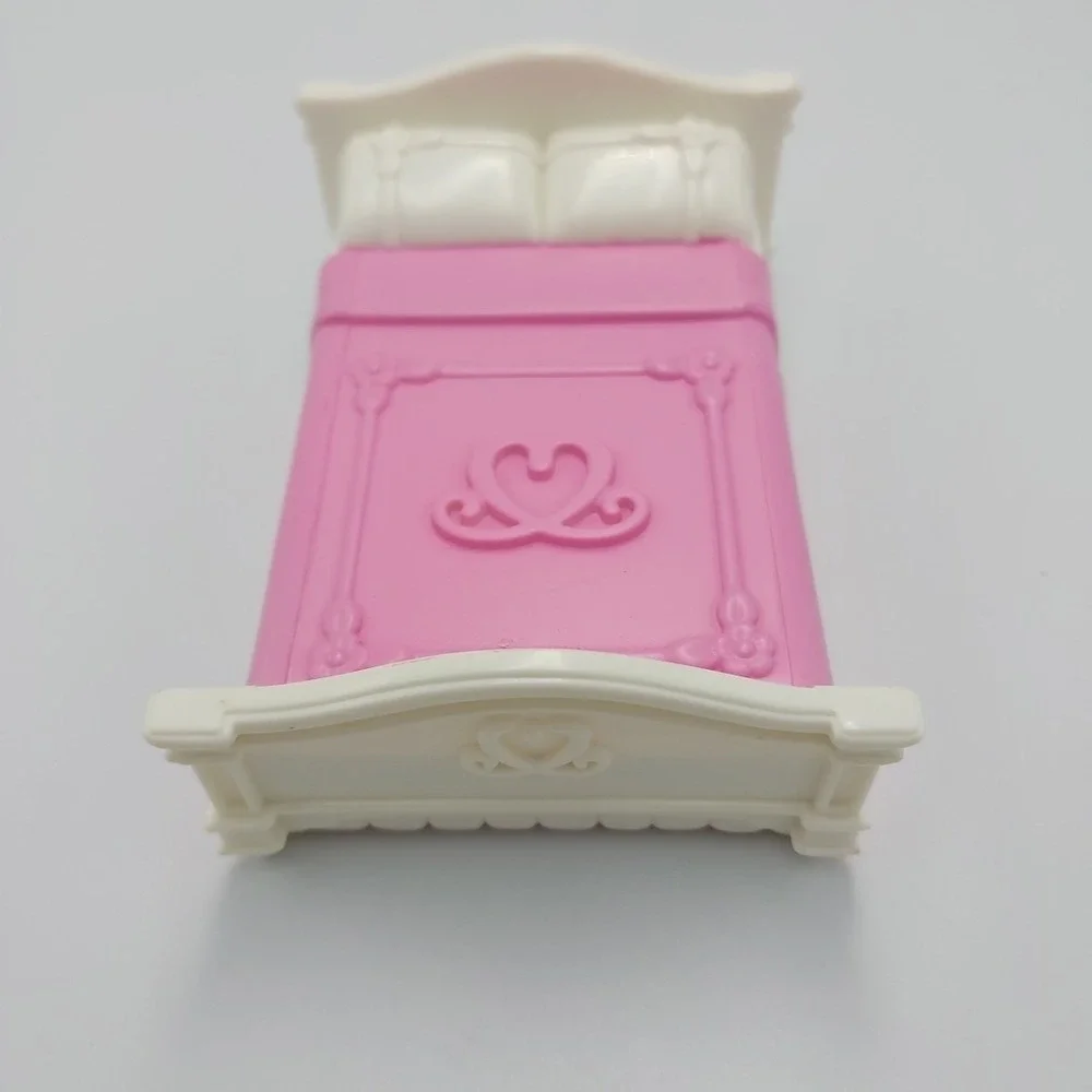 2004‎ Sweet Streets Double Bed Cream Pink Fisher Price Mattel Plastic Dollhouse